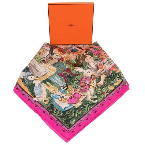 IMPORTANT Hermes Silk Scarf 'Fairytales' by Philippe Dauchez